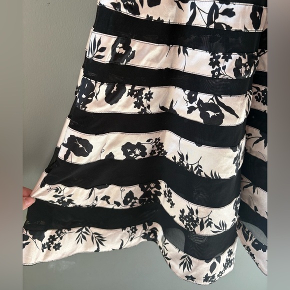 Sandra Darren Lattice Sheer Accent Dress Black Sz 12, scoop neck, A line, floral - Picture 5 of 6